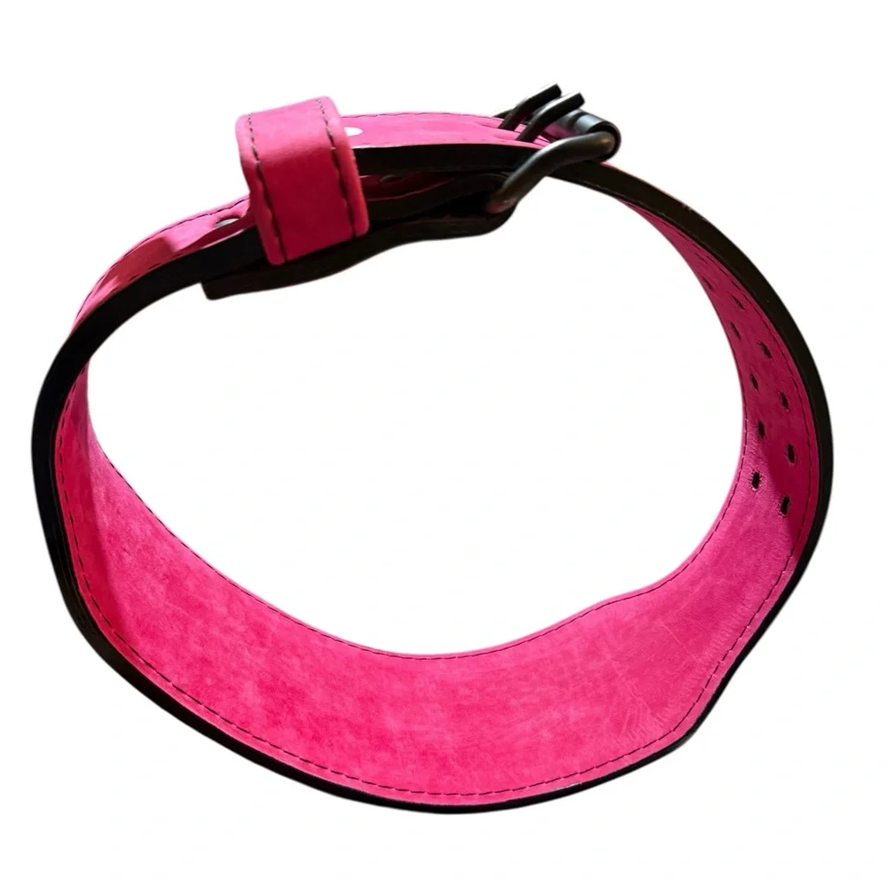 Inaka Power 10mm Magenta Leather Weightlifting Belt with Embossed Logo, size M - Picture 9 of 14